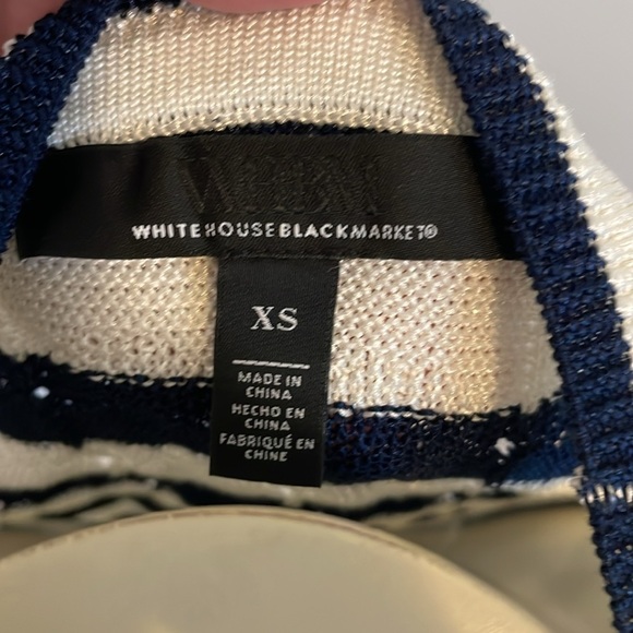 White House Black Market Nautical Navy Ecru Stripe Halter - Picture 4 of 6